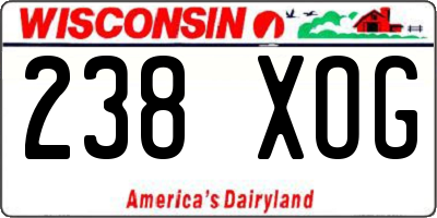 WI license plate 238XOG