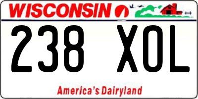 WI license plate 238XOL