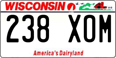WI license plate 238XOM