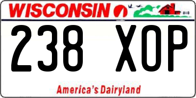 WI license plate 238XOP