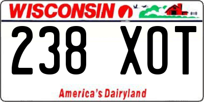 WI license plate 238XOT