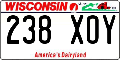 WI license plate 238XOY