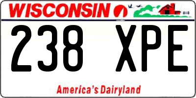 WI license plate 238XPE