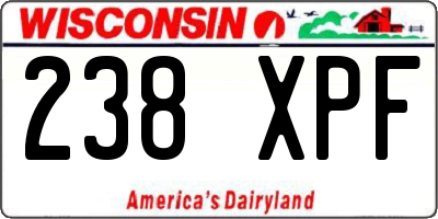 WI license plate 238XPF