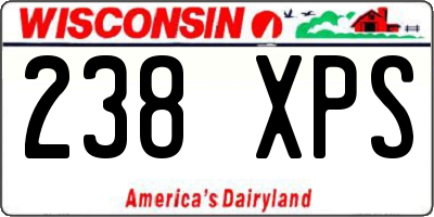 WI license plate 238XPS