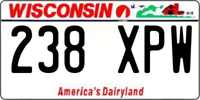 WI license plate 238XPW
