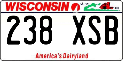 WI license plate 238XSB