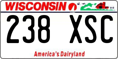 WI license plate 238XSC
