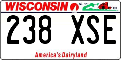 WI license plate 238XSE