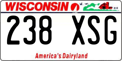 WI license plate 238XSG