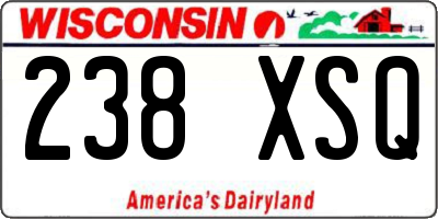 WI license plate 238XSQ