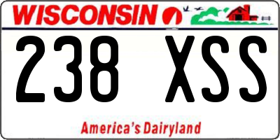 WI license plate 238XSS