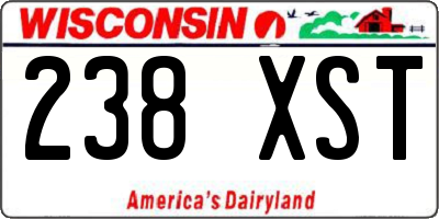 WI license plate 238XST