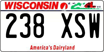 WI license plate 238XSW