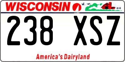 WI license plate 238XSZ