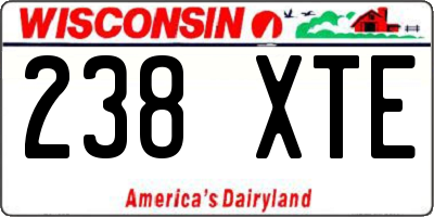 WI license plate 238XTE