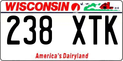 WI license plate 238XTK