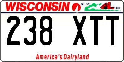 WI license plate 238XTT