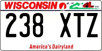 WI license plate 238XTZ