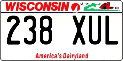 WI license plate 238XUL