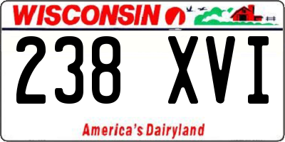 WI license plate 238XVI