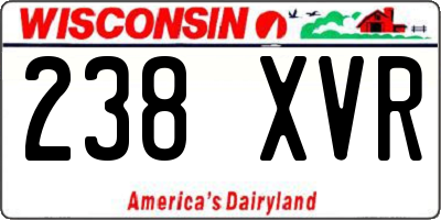 WI license plate 238XVR