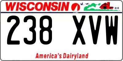 WI license plate 238XVW