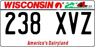 WI license plate 238XVZ