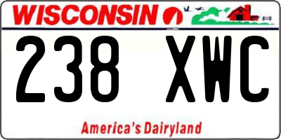WI license plate 238XWC