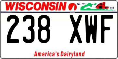 WI license plate 238XWF