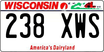 WI license plate 238XWS