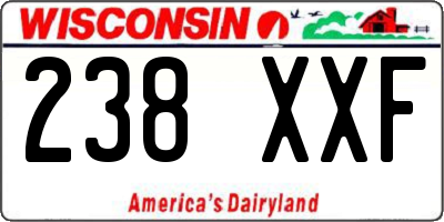 WI license plate 238XXF