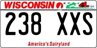 WI license plate 238XXS