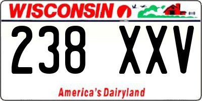WI license plate 238XXV