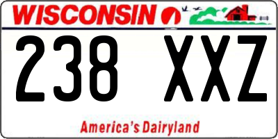 WI license plate 238XXZ