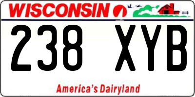 WI license plate 238XYB