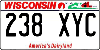 WI license plate 238XYC