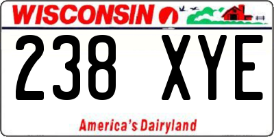 WI license plate 238XYE