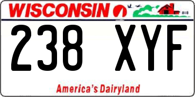 WI license plate 238XYF