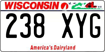 WI license plate 238XYG