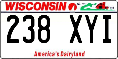 WI license plate 238XYI