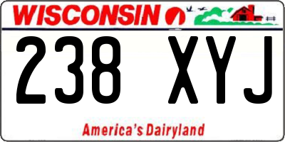 WI license plate 238XYJ