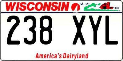 WI license plate 238XYL