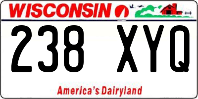 WI license plate 238XYQ