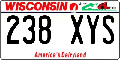 WI license plate 238XYS