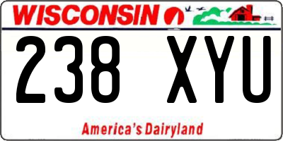 WI license plate 238XYU