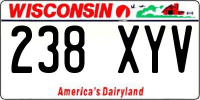 WI license plate 238XYV