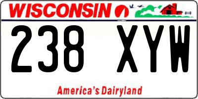 WI license plate 238XYW