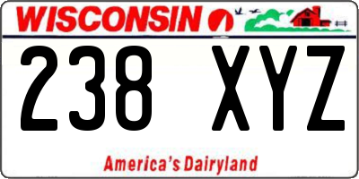 WI license plate 238XYZ