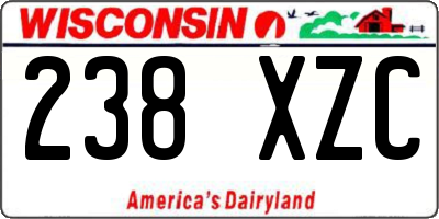 WI license plate 238XZC